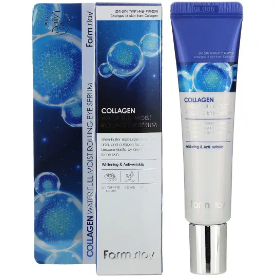 Tərkibində kollagen olan liftinq göz serumu FarmStay Collagen Water Full Moist Rolling Eye Serum 25 ml