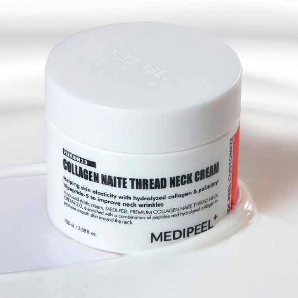 Tərkibində peptidlər və kollagen olan boyun üçün liftinq krem Medi-Peel Naite Thread Neck Cream 100 ml
