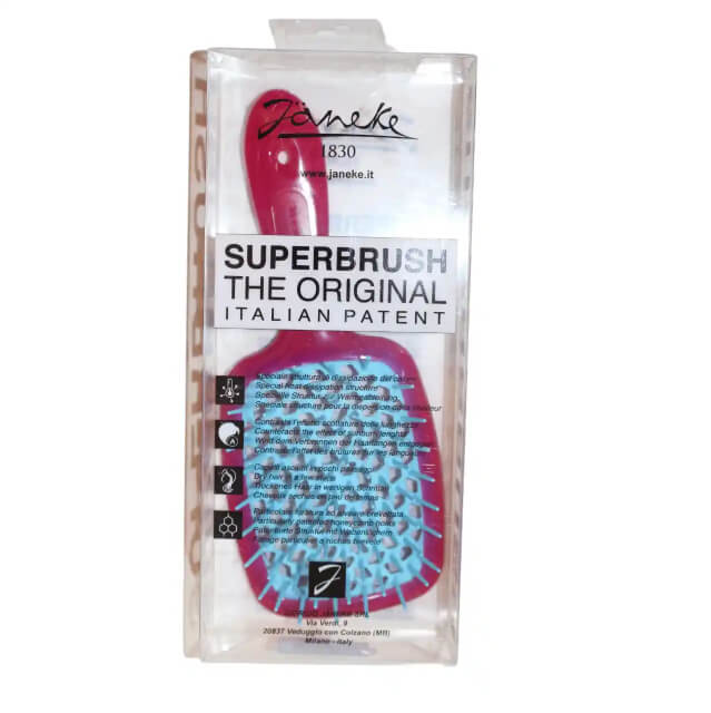 Janeke Superbrush 1830 the Original Italian Paten qırmızı göy saç darağı